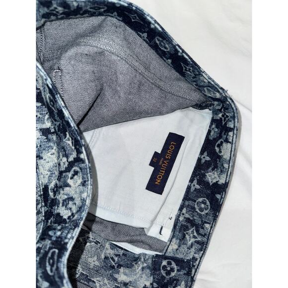 Louis Vuitton Tapestry Regular Denim Blue Monogram Logo Jeans Pants 32 - Picture 11 of 15